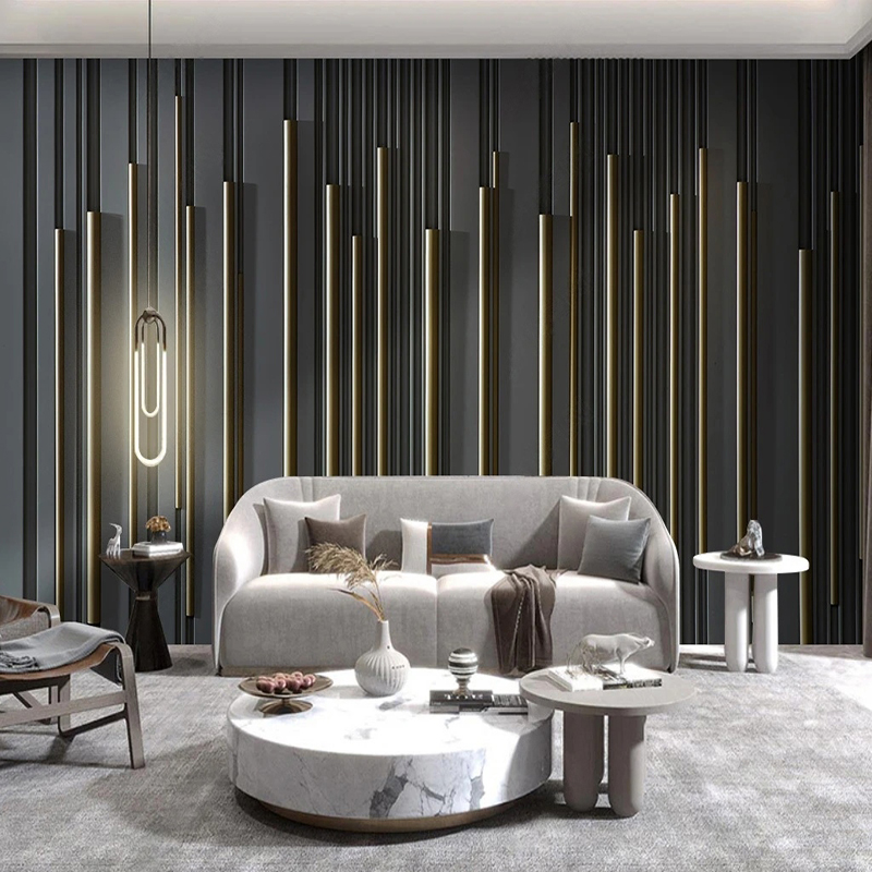 Home Lines Textiles - Foto Kertas Dinding Kustom Modern Garis