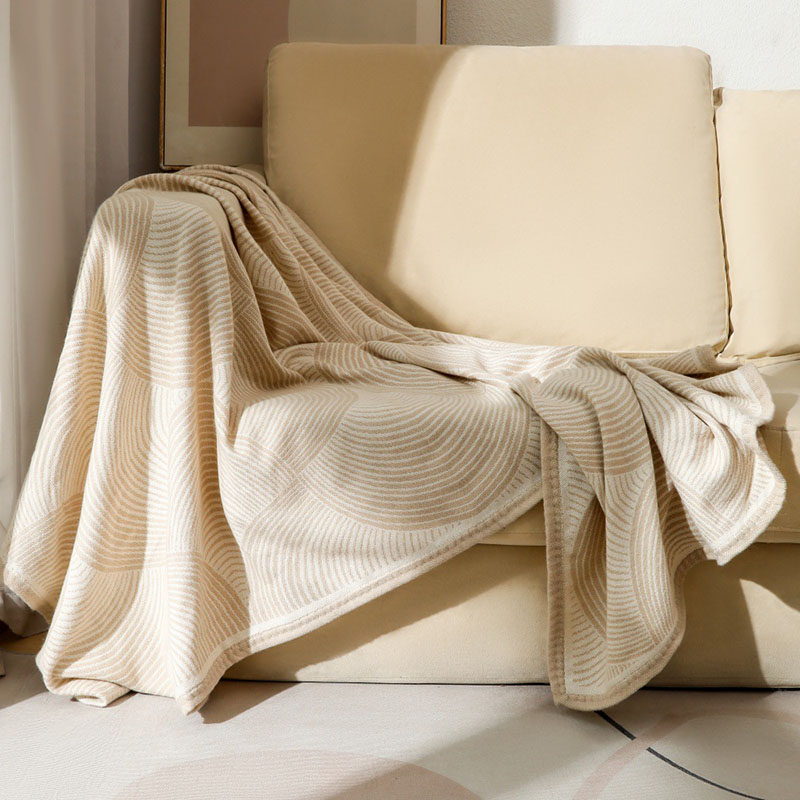 Luxury Home Textiles Usa - Selimut Benang Cetak Busur Lingkaran Mewah