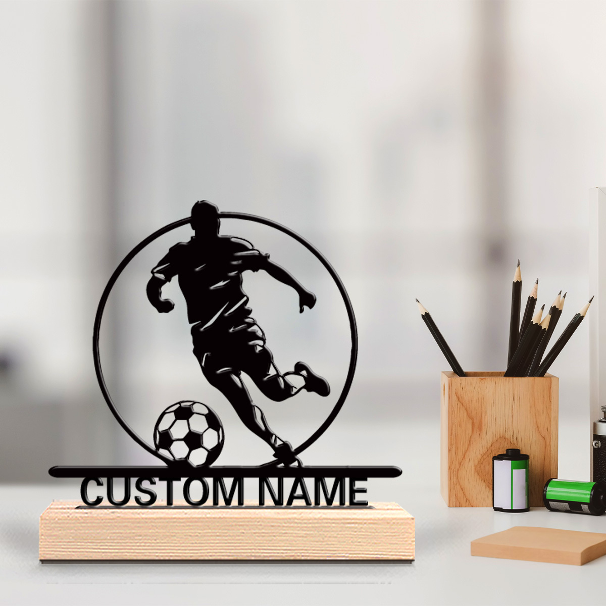 Home Textiles Products - Patung Logam Pemain Sepak Bola Custom