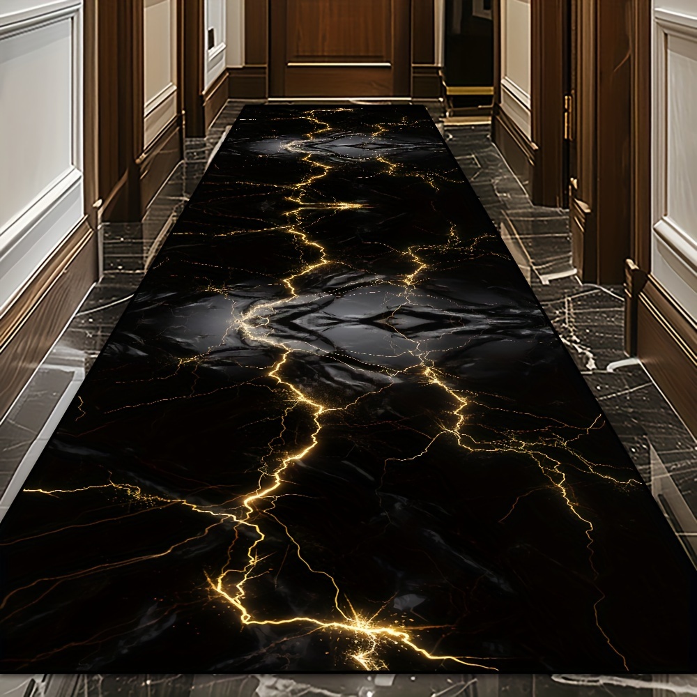 Luxury Home Textiles Usa - Karpet Strip Marmer Emas Hitam Mewah
