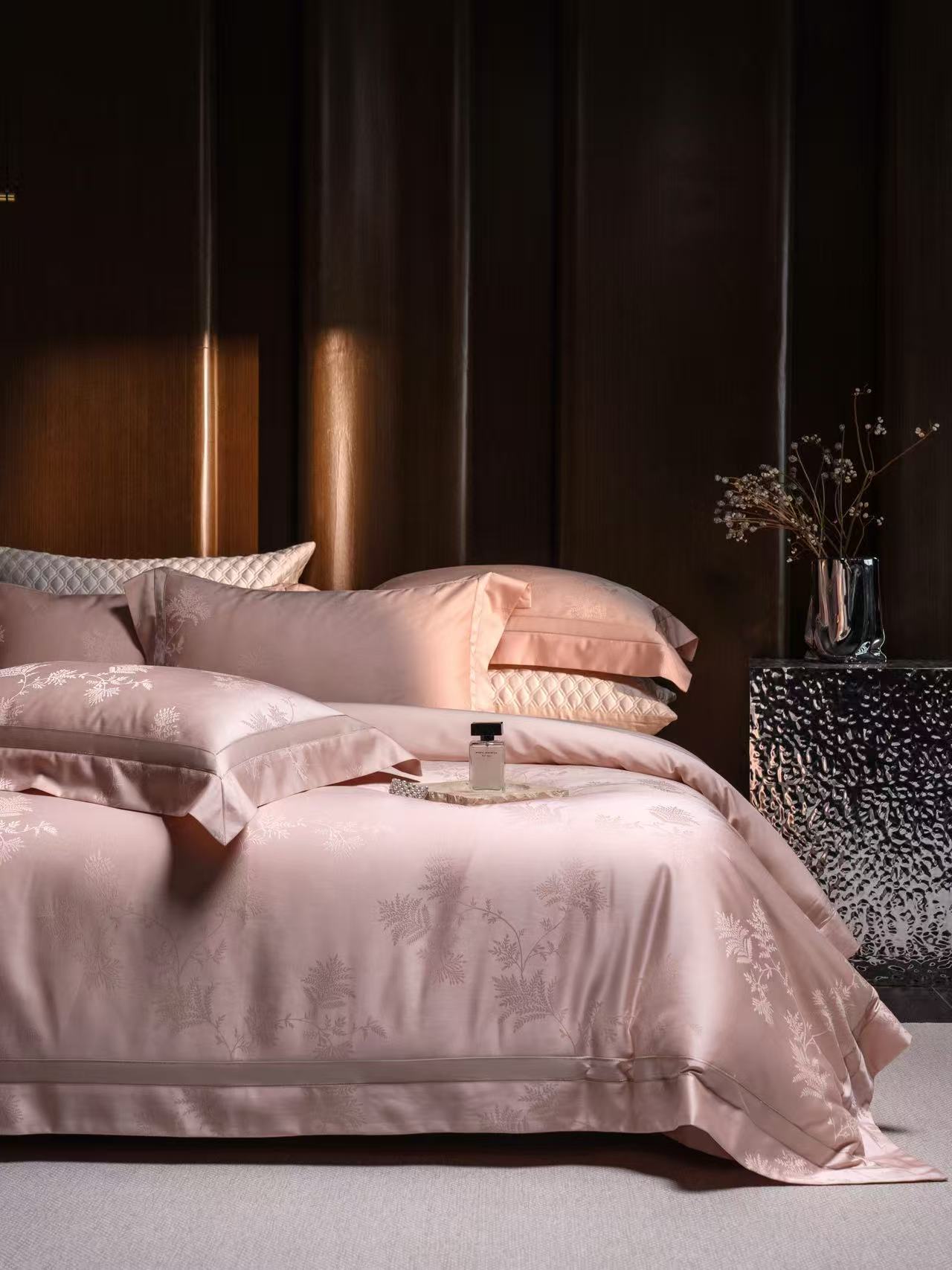 Set Sprei Jacquard Bunga Pink  - Luxury Home Textiles Usa ulasan dan harga