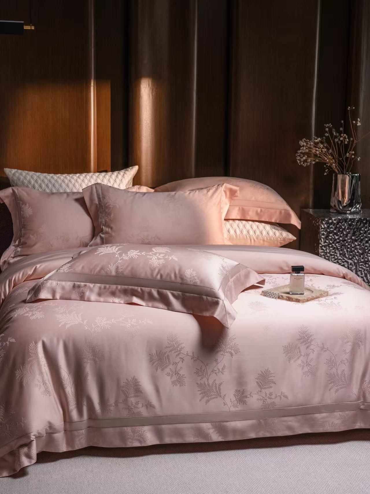 Set Sprei Jacquard Bunga Pink  - Luxury Home Textiles Usa ulasan dan harga