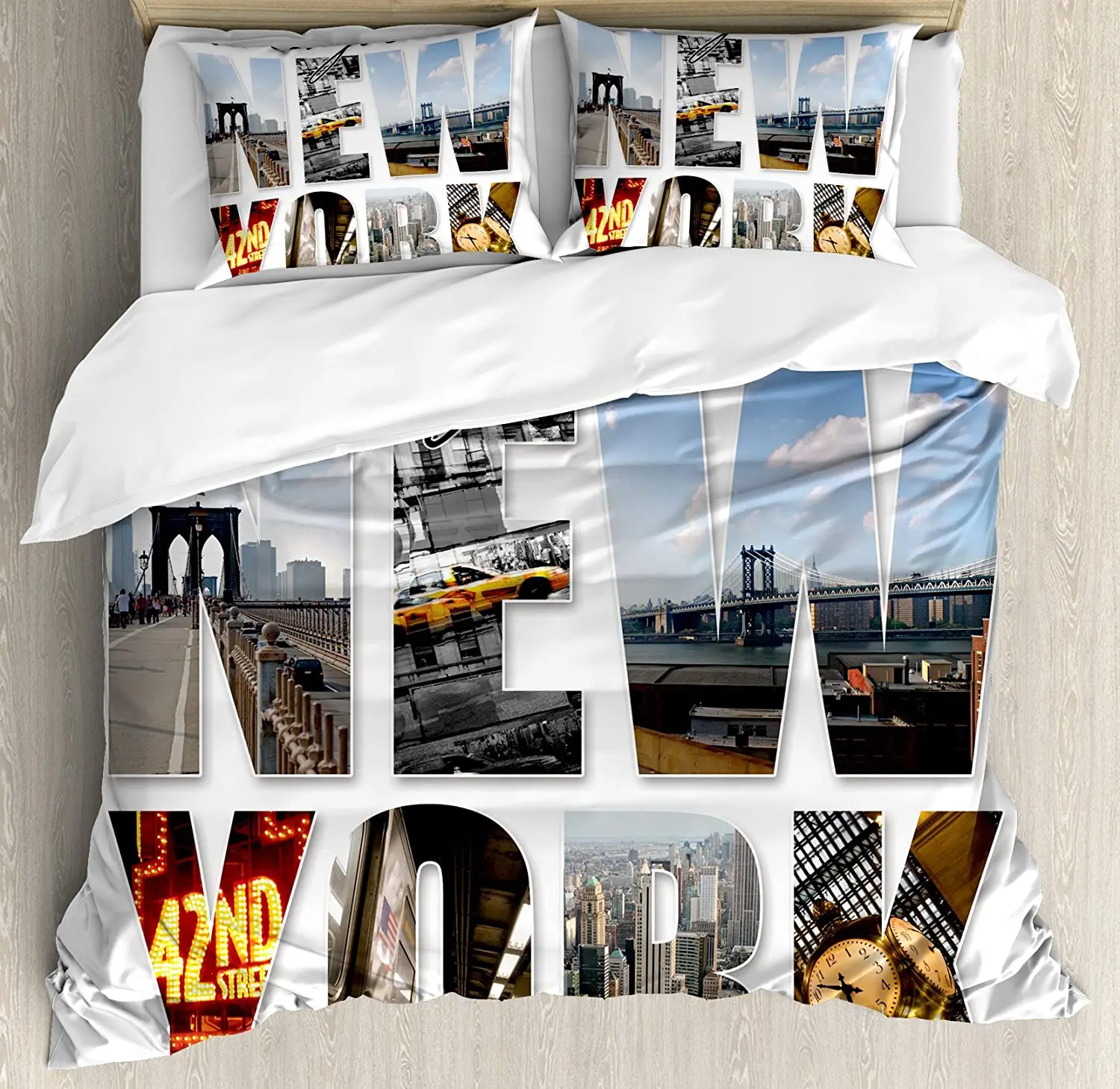 3pcs Set Sprei Abu-abu Pemanda - Home Textiles New York ulasan dan harga
