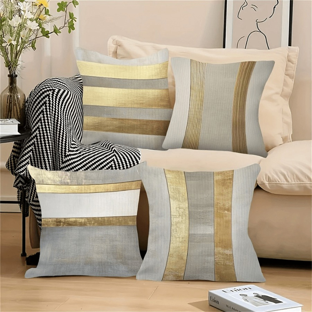 Sarung Bantal Bergaris Emas da - Luxury Home Textiles Usa ulasan dan harga