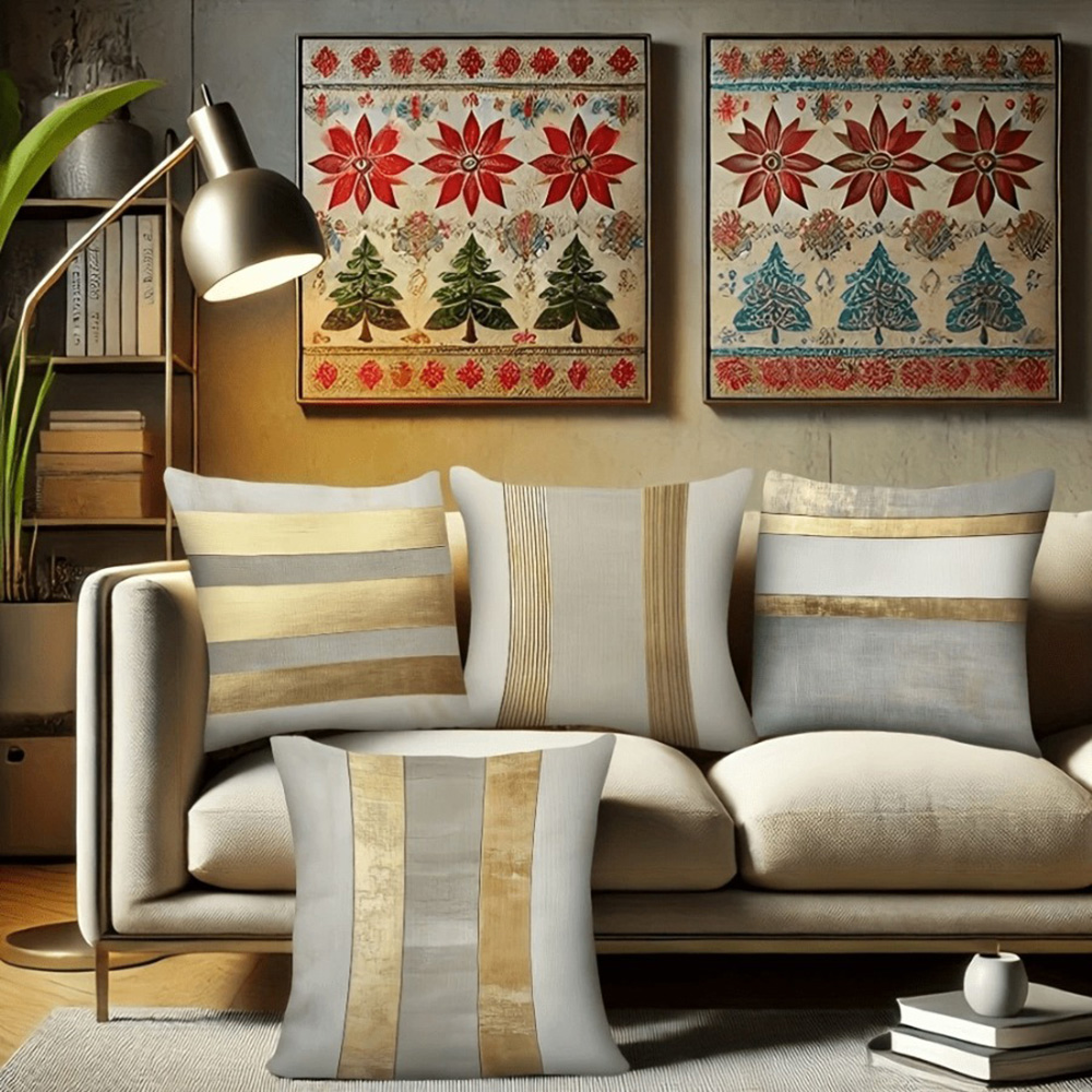 Sarung Bantal Bergaris Emas da - Luxury Home Textiles Usa ulasan dan harga