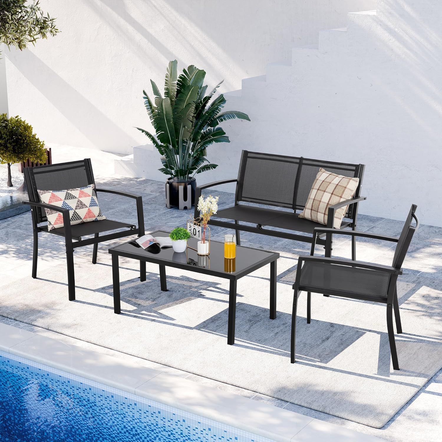 Set furnitur luar ruangan 4 ba - Home Textiles Fabric ulasan dan harga